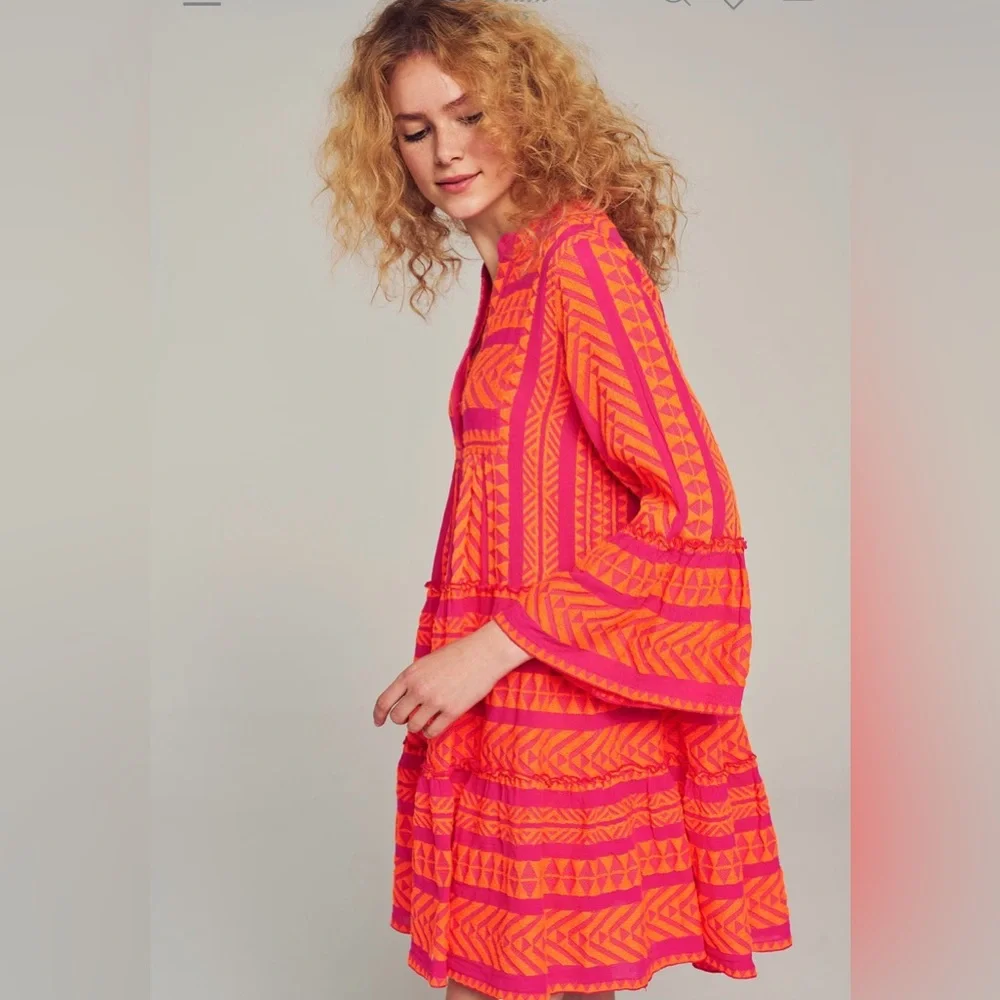 Devotion Twins Ella short dress. Orange and Fuschia. Sz XS. - Picture 3 of 5